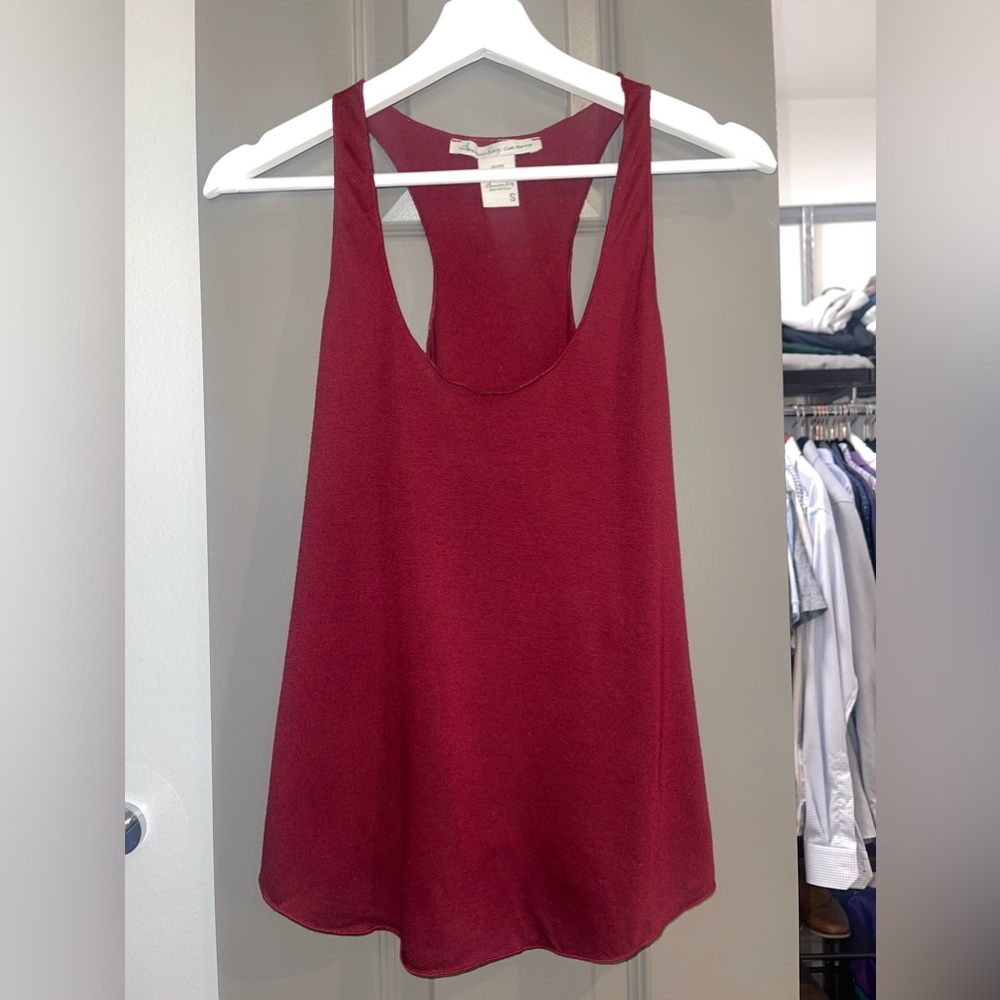Sheer Maroon Racerback Tank-Top | Women’s Size Small